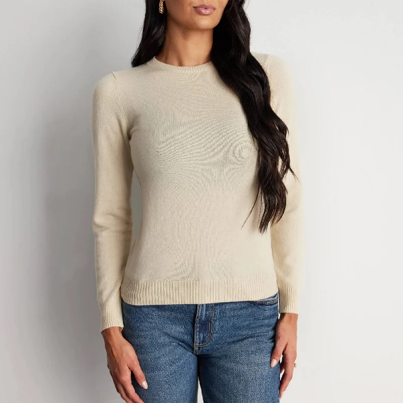 Elizee 100% Cashmere Crewneck Sweater Beaded Sweater Sequined Faux Fur