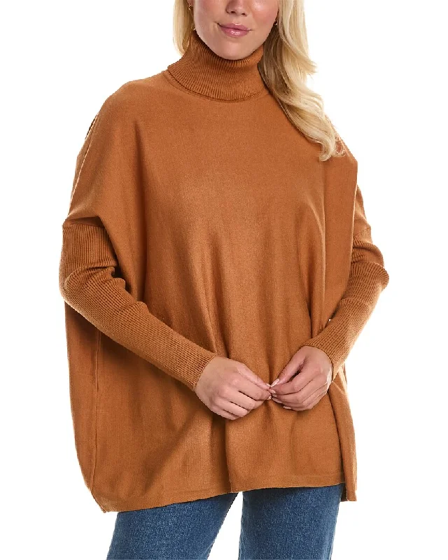 Joan Vass Turtleneck Boxy Pullover V-Neck Stylish Pullover