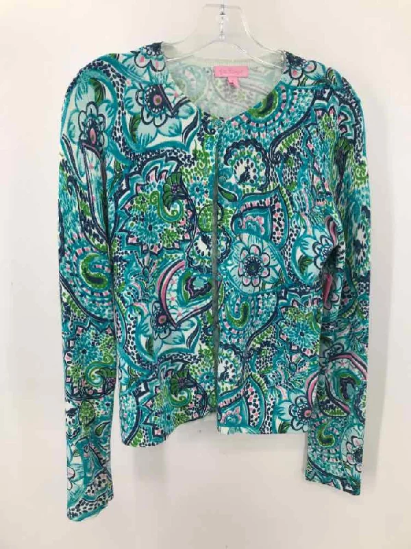 Pre-Owned Lilly Pulitzer Blue Size Small Cardigan Sweater Cashmere Blend Cotton Blend Poly Blend