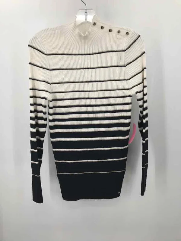 Pre-Owned Ted Baker Ivory Size 14 Stripe Sweater Mesh Blend Leather Blend Suede Blend