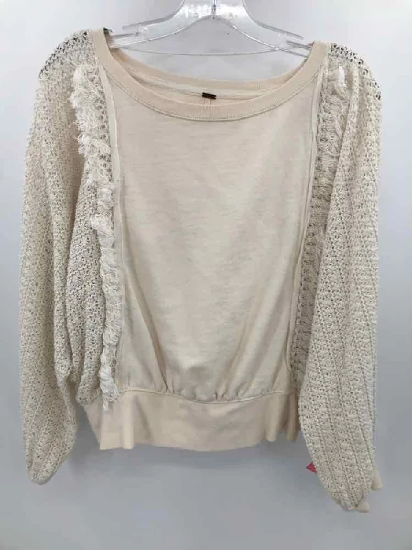 Pre-Owned Free People Ivory Size Small Sweater Fleece Fabric Down Fabric Feather Fabric