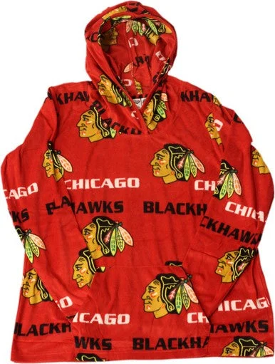 Women's Chicago Blackhawks Pullover Hooded Fleece Facade Seamless Knit Pullover