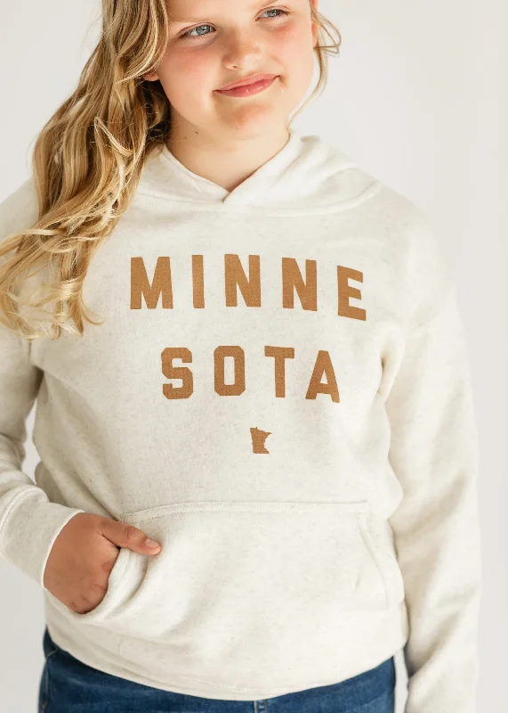 Youth Minnesota Heather Hooded Sweatshirt - FINAL SALE Hoodie with High-Low Hem Asymmetrical Trendy