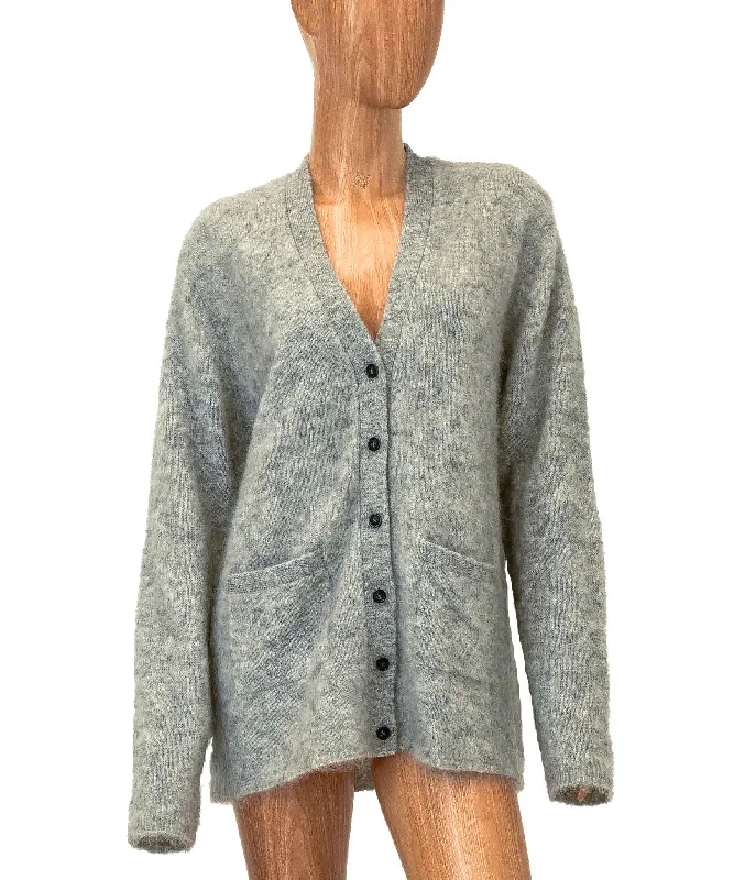 Mohair Classic Cardigan Zippered Front Buttoned Front Snap Front