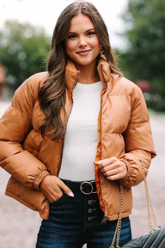 Give It Your All Camel Brown Faux Leather Puffer Jacket Rayon Jacket Velvet Jacket Corduroy Jacket Give It Your All Camel Brown Faux Leather Puffer Jacket Rayon Jacket Velvet Jacket Corduroy Jacket