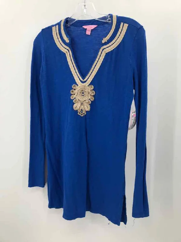 Pre-Owned Lilly Pulitzer Blue Size XS Sweater Glossy Satin Silk