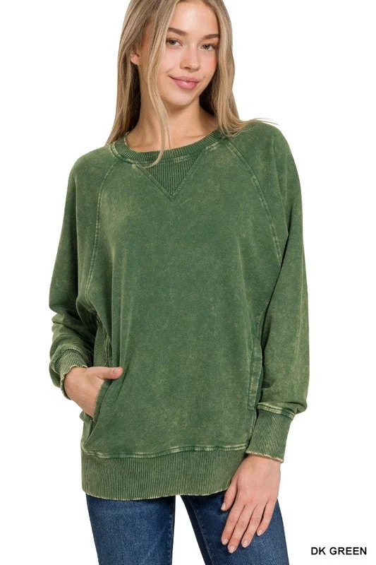 Apple Of My Eye Dark Green Pocket Pullover (Size Small) Alpaca Blend Soft