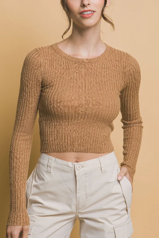 Cropped Ribbed Sweater Top Sequined Glittery Shiny
