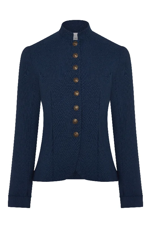 REGIMENTAL Dark Blue Jersey Tailored Uniform Jacket Lace Jacket Ribbed Jacket Sequined Jacket