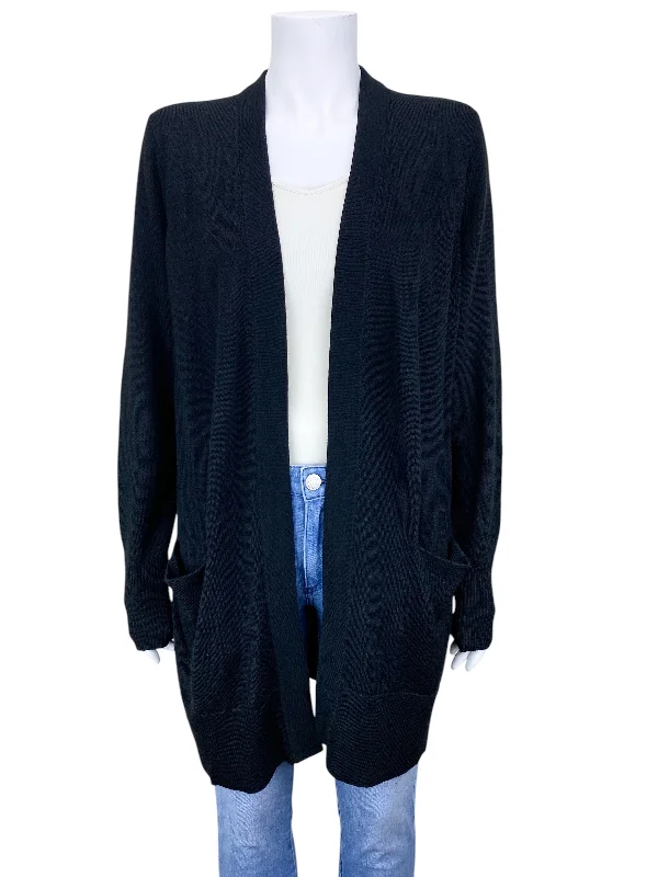 Nordstrom Women's Merino Blend Open Cardigan Sweater Black Size L Asymmetrical,ymmetric Pencil Cardigan Nordstrom Women's Merino Blend Open Cardigan Sweater Black Size L Asymmetrical,ymmetric Pencil Cardigan