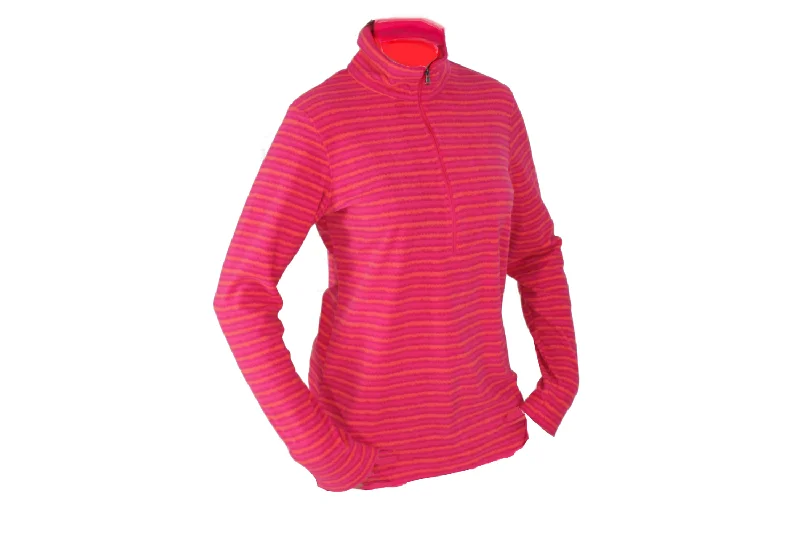 Columbia Sports Womens Half Zip Light Fleece Pullover - Pink Stripes - Lg Only Asymmetrical Neck Pullover