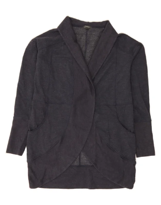 EDDIE BAUER Womens Open Cardigan Sweater UK 10 Small Navy Blue Cotton Mesh Blend Leather Blend Suede Blend EDDIE BAUER Womens Open Cardigan Sweater UK 10 Small Navy Blue Cotton Mesh Blend Leather Blend Suede Blend
