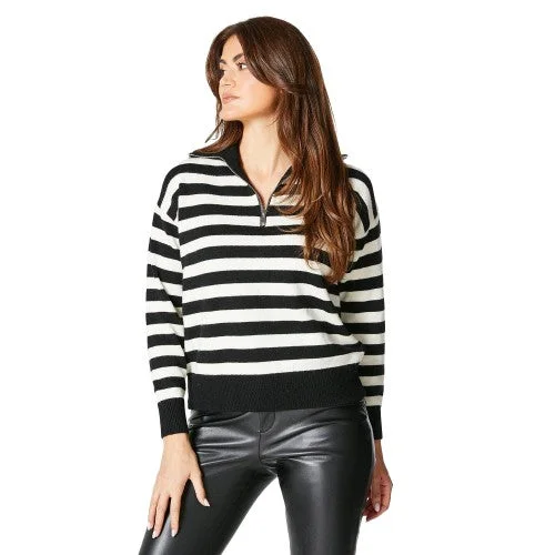 Principles Womens/Ladies Stripe Quarter Zip Jumper Spandex Rayon Corduroy