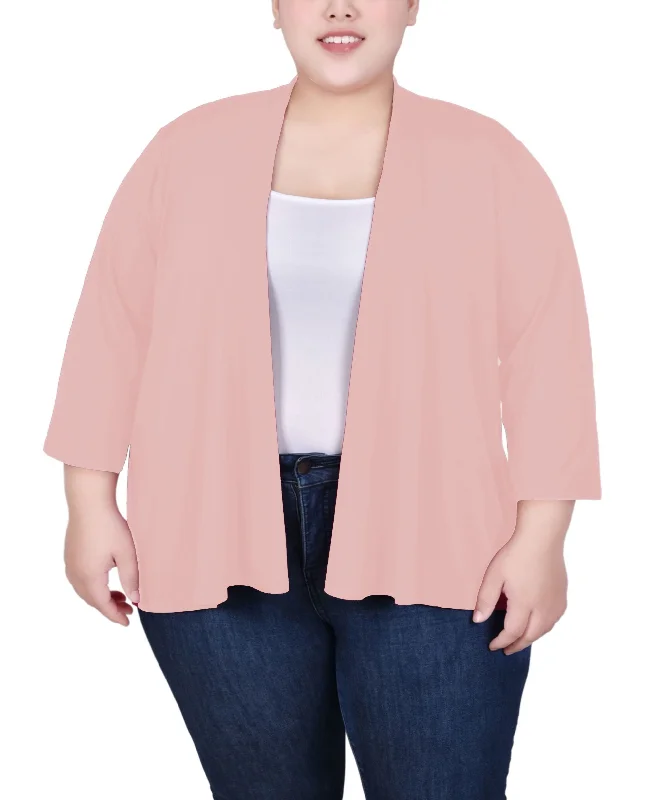 Plus Size Draped Open-Front Cardigan Sweater Fitted Loose Oversized