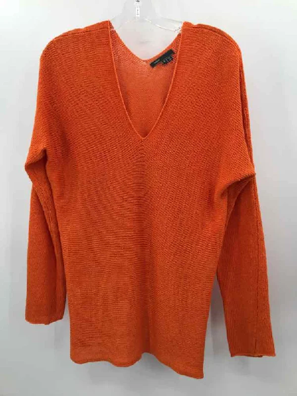 Pre-Owned Vince Orange Size Small Sweater Denim Fabric Leather Fabric Suede Fabric