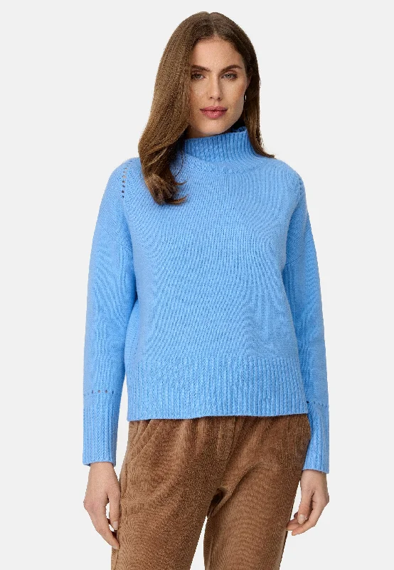 CATNOIR Light Blue Jumper Lace Blend Ribbed Blend Corduroy Blend