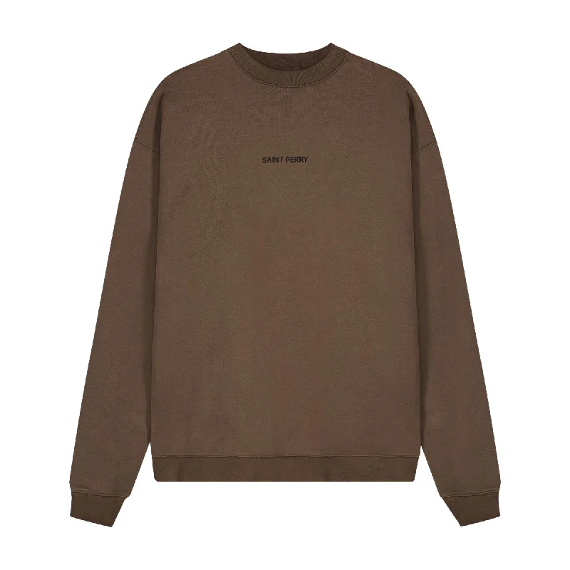 Oversized Chocolate Sweater Welt Pockets Slit Pockets Flap Pockets