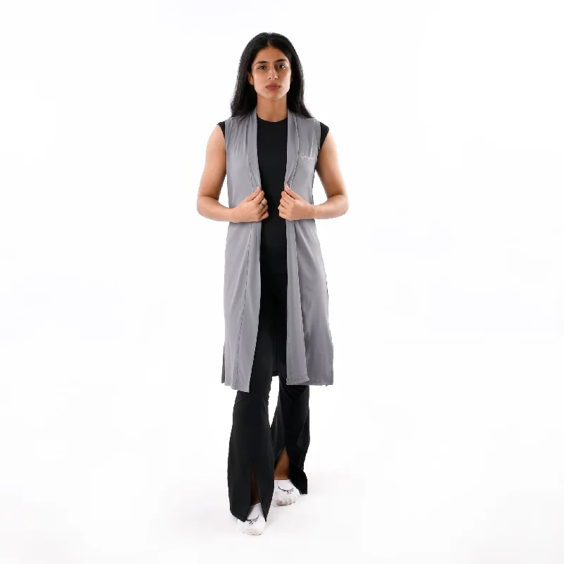 Ribbed Sleeveless Cardigan Cashmere Blend Cotton Blend Poly Blend