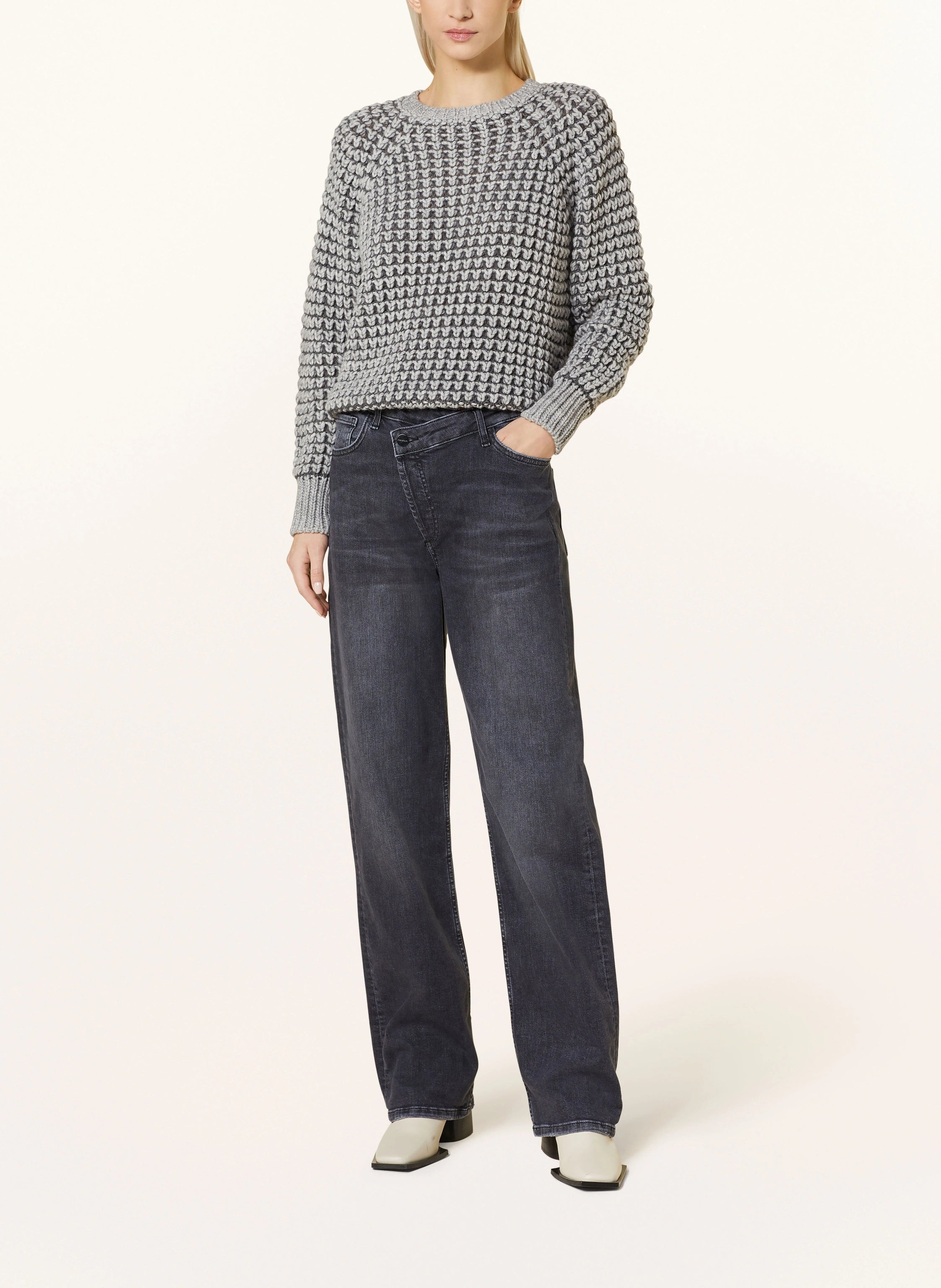 H Dark Grey & Light Grey Knitted Sweater Neon Metallic Matte