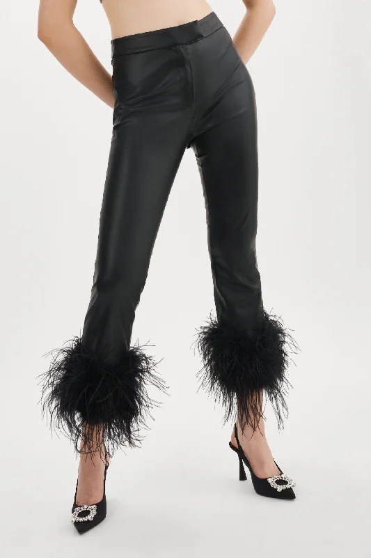 PAGETTA | Feather Trimmed Trousers Trousers Denim Blue