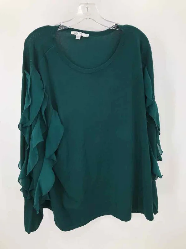 Pre-Owned Chico's Green Size XXL Sweater Solid Print Embellished