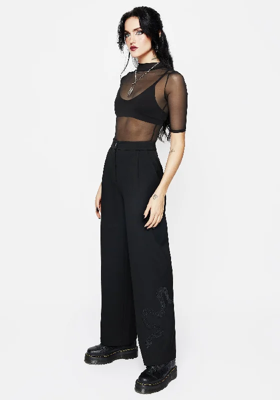 Slither Snake Embroidered Tailored Trousers Trousers practical easy-care
