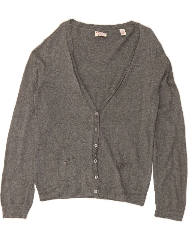 PENGUIN Womens Cardigan Sweater UK 16 Large Grey Cotton Satin Blend Silk Blend Wool Blend PENGUIN Womens Cardigan Sweater UK 16 Large Grey Cotton Satin Blend Silk Blend Wool Blend
