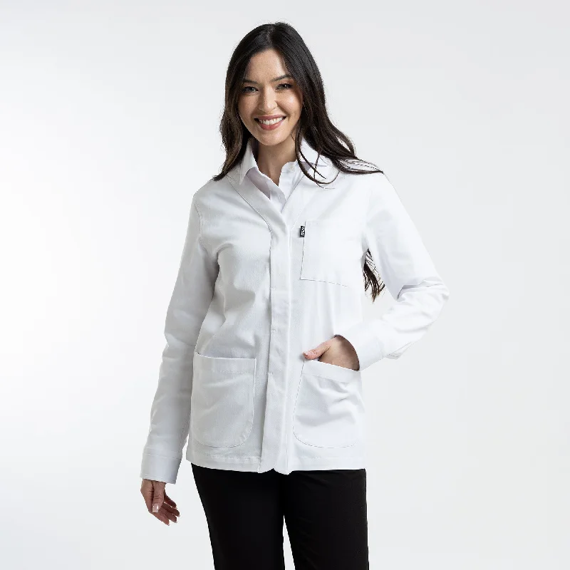 Women's White Bartender Jacket Fitted Jacket Loose Jacket Oversized Jacket