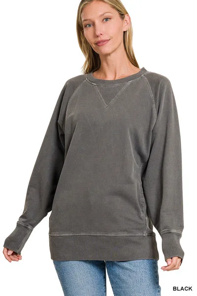 Black French Terry Pullover Cashmere Luxurious Pullover