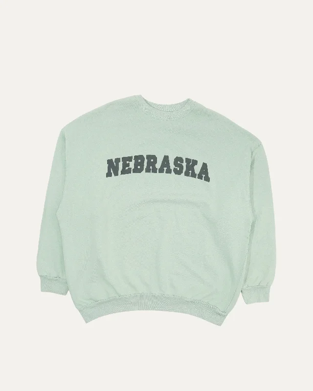 Redux Nebraska Crewneck Sweatshirt Hoodie with Hidden Zipper Minimalist Clean