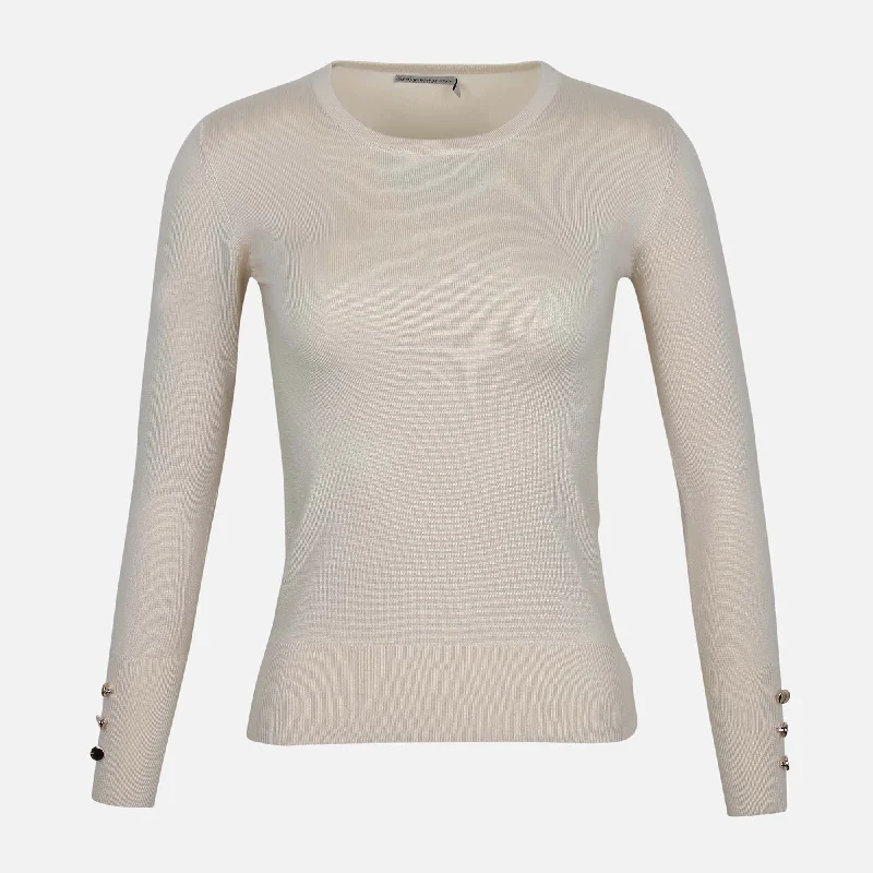 LADIES BASIC SWEATER CREWNECK Wool Fabric Cashmere Fabric Tweed Fabric