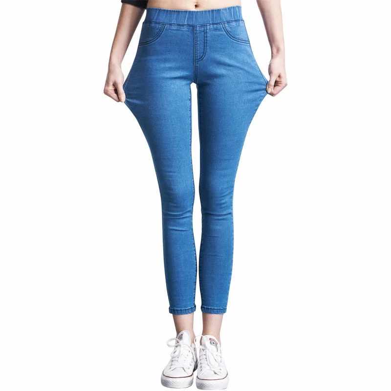 2018 Casual Women Jeans high waist Pant Slim Plus Size High Elastic Denim Trousers for woman black blue 110kg Trousers Print Floral 2018 Casual Women Jeans high waist Pant Slim Plus Size High Elastic Denim Trousers for woman black blue 110kg Trousers Print Floral
