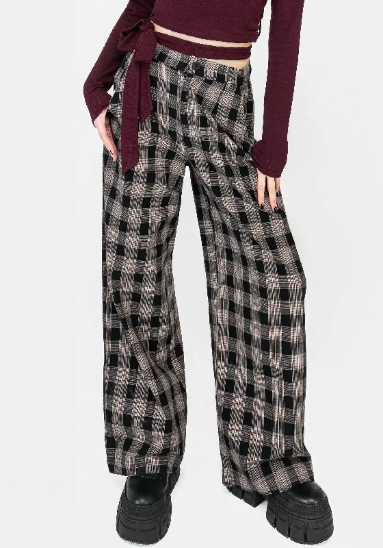 Glenda Wide Leg Check Trousers Trousers versatile functional