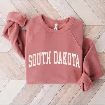 South Dakota Mauve Unisex Graphic Fleece Pullover (Size XL) Kimono Neck Pullover