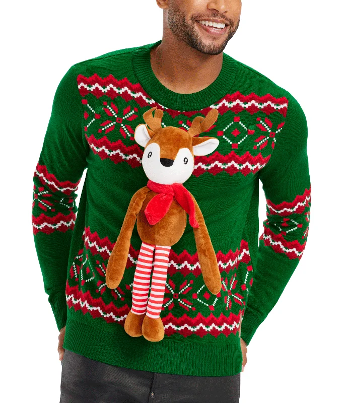 Reindeer Magnetic Couples Sweater Mesh Sweater Canvas Denim