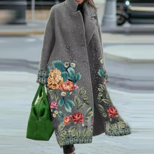 Elegant Autumn Street Lady Long Cardigan Coats Fashion Floral Print Pocket Long Sleeve Jacket Winter Women Blend Wool Coat B-28645 Wool Jacket Cashmere Jacket Tweed Jacket Elegant Autumn Street Lady Long Cardigan Coats Fashion Floral Print Pocket Long Sleeve Jacket Winter Women Blend Wool Coat B-28645 Wool Jacket Cashmere Jacket Tweed Jacket