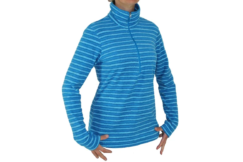 Columbia Sports Womens Half Zip Light Fleece Pullover - Blue Stripes - Large Only Wrist Length Sleeve