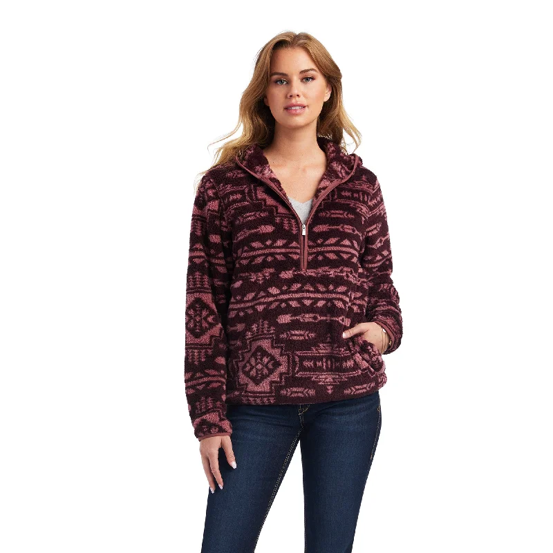 Ariat® Ladies R.E.A.L™ Berber Mulberry Brown Pullover 10041456 Fleece Warm Pullover