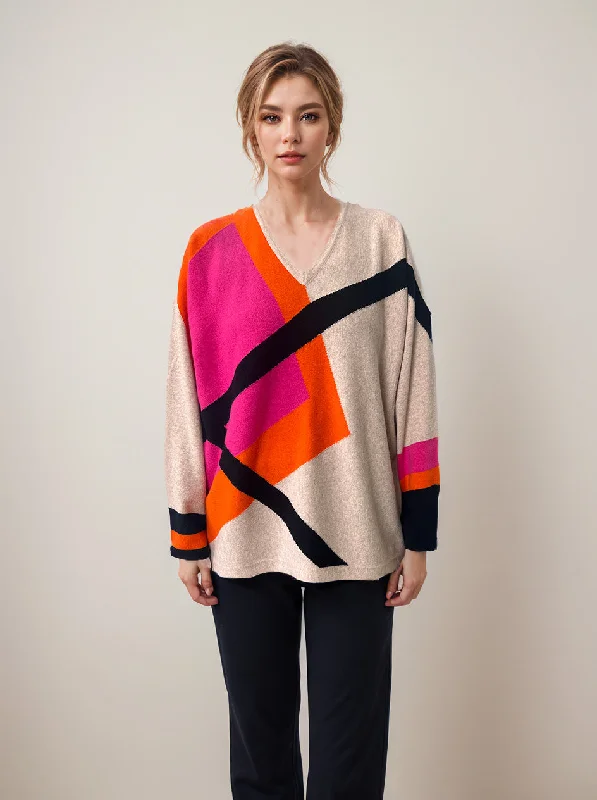 MAUD & SACHA Abstact Print Sweater Rayon Fabric Velvet Fabric Corduroy Fabric