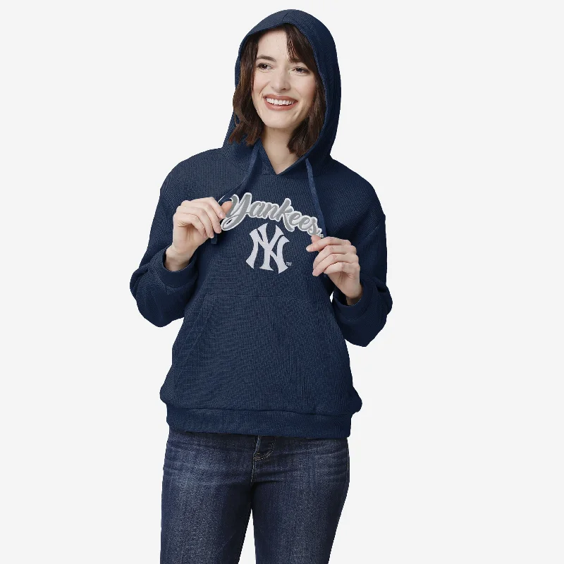 New York Yankees Womens Waffle Lounge Sweater Iron Safe Non-Iron Wrinkle Free