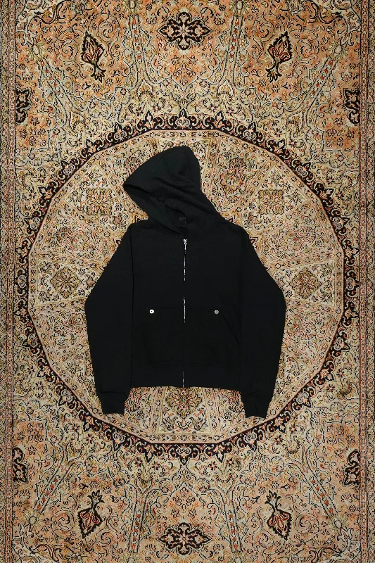 Omar Afridi FULL ZIP HOODIE (BLACK) Hoodie with V-Neck Classic Versatile