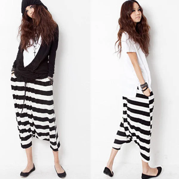 Women Low Waist Haroun Harem Pants Cropped Baggy Hip hop Striped Trousers Women Drop Crotch Baggy Pants Trousers Floral Bohemian Women Low Waist Haroun Harem Pants Cropped Baggy Hip hop Striped Trousers Women Drop Crotch Baggy Pants Trousers Floral Bohemian