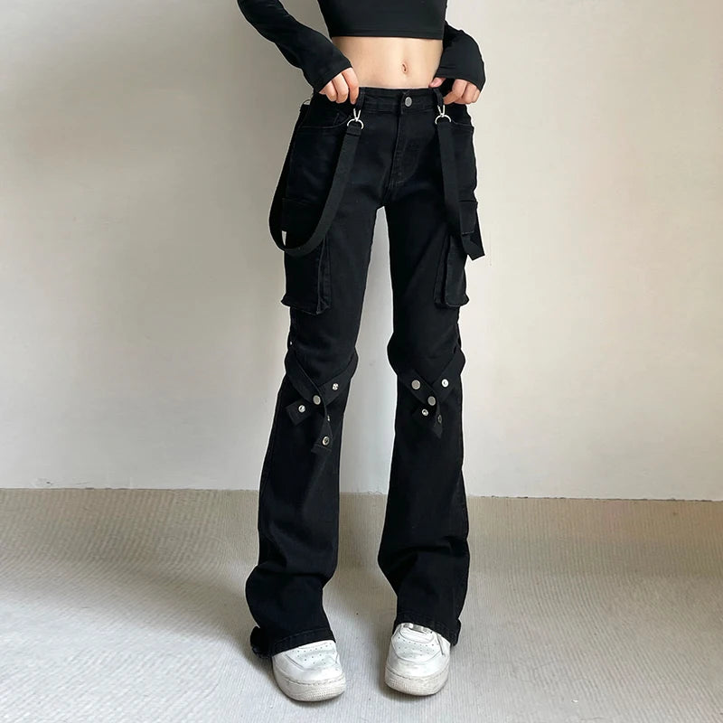 Shadow Veil Streetwear Trousers | Black Straps Pockets Pants Trousers Running Lightweight Shadow Veil Streetwear Trousers | Black Straps Pockets Pants Trousers Running Lightweight