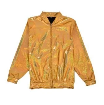 Gold Bomber Jacket Fleece Fabric Down Fabric Feather Fabric