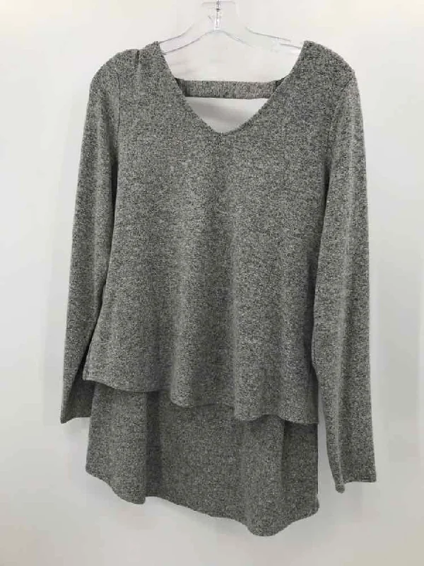 Pre-Owned WHBM Grey Size Medium Sweater Zippered Front Buttoned Front Snap Front