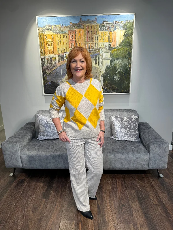 JEFF CREAM & YELLOW JUMPER Chenille Brocade Lace