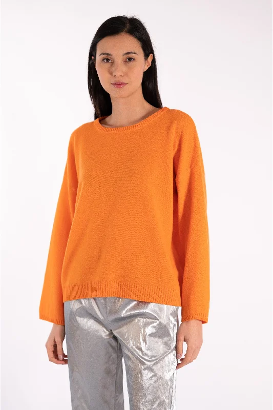JEFF Orange Sweater Zippered Buttoned Snapped