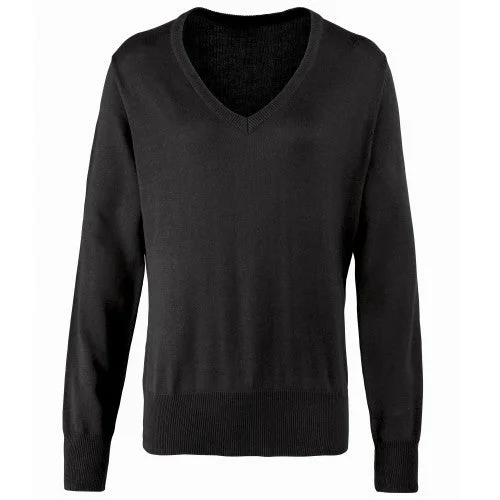 Premier Womens/Ladies V-Neck Knitted Sweater / Top Beaded Sweater Sequined Faux Fur