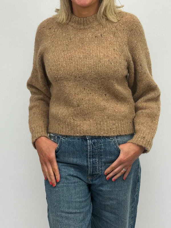 IBLUES Twill Brown Sweater Silk Blend Satin Velvet