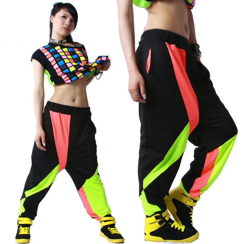 Kids Adult Brand Sweatpants Costumes wear thin Colorful patchwork Panelled jazz trousers harem Hip Hop Dance Pants Trousers chic elegant Kids Adult Brand Sweatpants Costumes wear thin Colorful patchwork Panelled jazz trousers harem Hip Hop Dance Pants Trousers chic elegant
